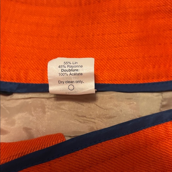 J. Crew Tangerine Orange A-Line linen blend mini Skirt SZ 12 button-front casual - Picture 6 of 12